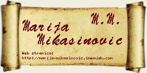 Marija Mikašinović vizit kartica
